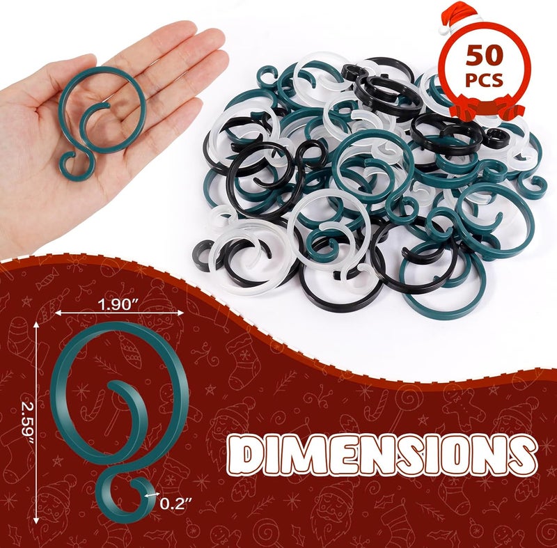 Heonay Christmas Light Clips for Banister Christmas Banister Clips Holiday Garland Hanger Hooks for Stockings String Lights Indoor Outdoor Decorations Stair Railing Fence Deck (Green, 50 PCS) - Image 5